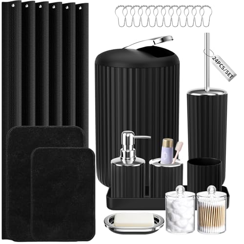 XLHOMO 24 PCS Black Bathroom Accessories Set with...