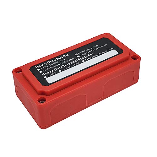 Iztoss 300A Bus Bar 5/16" Heavy Duty Module Design Busbar Box Power Distribution Block 48V 4X M8 Terminal Studs Battery Junction Block For Battery Marine Rv Truck (Red) #TOP7