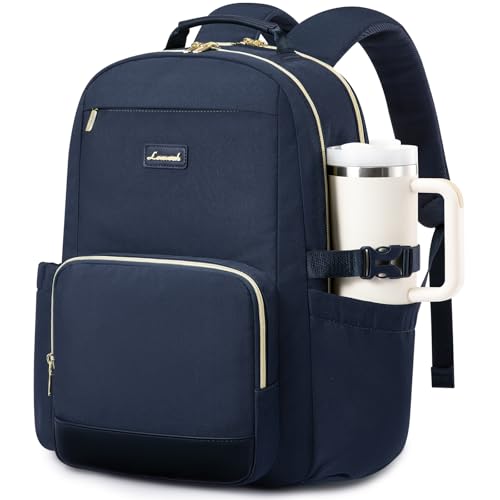 Image of LOVEVOOK Laptop Backpack for Women with Pouch Pocket for Large Capacity Cup,18 Inch Laptop Computer Bag Travel Backpack Purse,Waterproof Work Business Backpack College Teacher Bags,Dark Blue