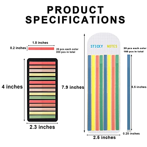 Potanro Sticky Tabs 2300 Pcs Translucent Sticky Tabs 10 Sheets Highlighter Book Tape Long Highlighting Sticky Tabs For Annotating Books, Aesthetic Office Suppliesbook For Annotating Books #TOP5