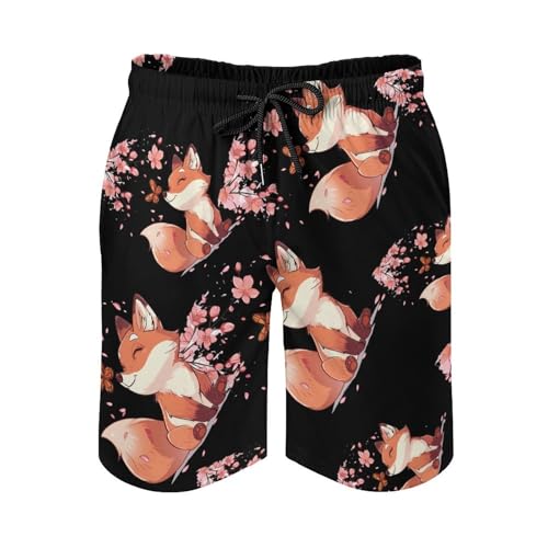 Japanese Fox Cherry Flower Trees Men's Swim Trunks Lightweight Bathing Suit Board Shorts Hawaiian Beach Swimwear4