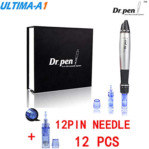 Eri Beauty UltimaSkin Care Anti Aging Acne Whitening Therapy A1 Dr.Pen Electric Auto Microneedle Stamp Derma Pen with 12 Pcs