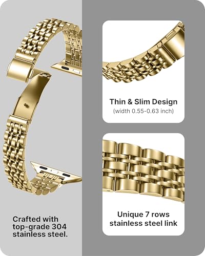 Fullmosa Slim Metal Straps Compatible with Apple Watch Straps 42mm(Series 11/10) 41mm 40mm 38mm for Women Stainless Steel Thin iWatch Bands for SE 3 2 1/Series 11 10 9 8 7 6 5 4 3 2 1 - Image 4