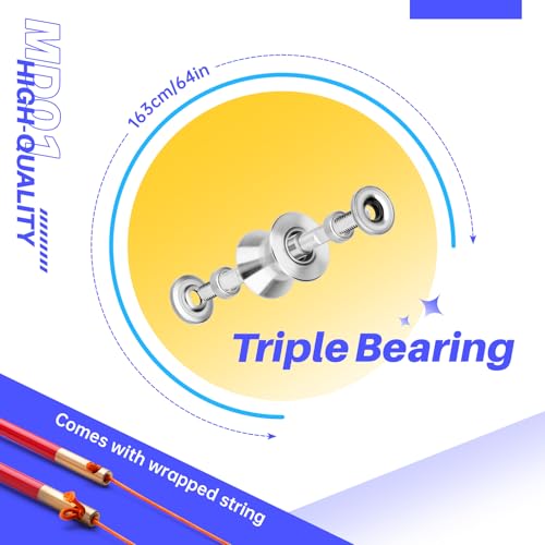 Image of MAGICYOYO Pro Triple Bearing Diabolo Medium Size 5 inch Blue Chinese Yoyo Toy with 2 Pair Carbon Sticks+ 2 Extra Strings +1 Net Bag, High Performance Chinese Yoyo Diabolo Skill Toy