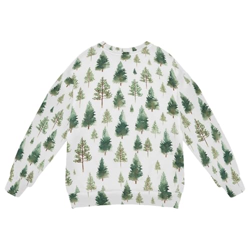 JUNZAN Watercolor Winter Trees Pine Little Girls Hooded Sweatshirt Fleece Kids Pullover Hoodie Athletic 4T2