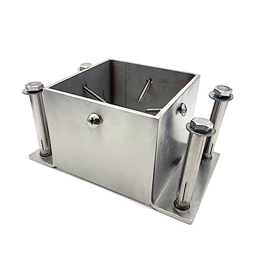 Support de base de poteau robuste en acier inoxydable pour terrasse en béton/bois 20 x 20 cm, idéal pour pergola et boîte aux lettres, ancrages de poteaux carrés 200 x 200 mm