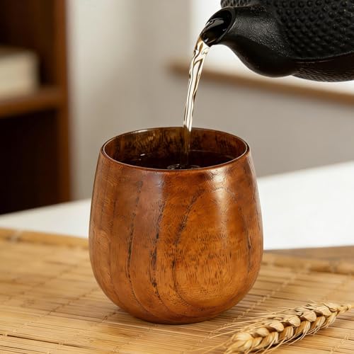 Artisanal Jujube Wood Drinking Glasses - Duo Set of Rustic Wooden Cups for Beverages like Whiskey, Beer, and Coffee - Image 3