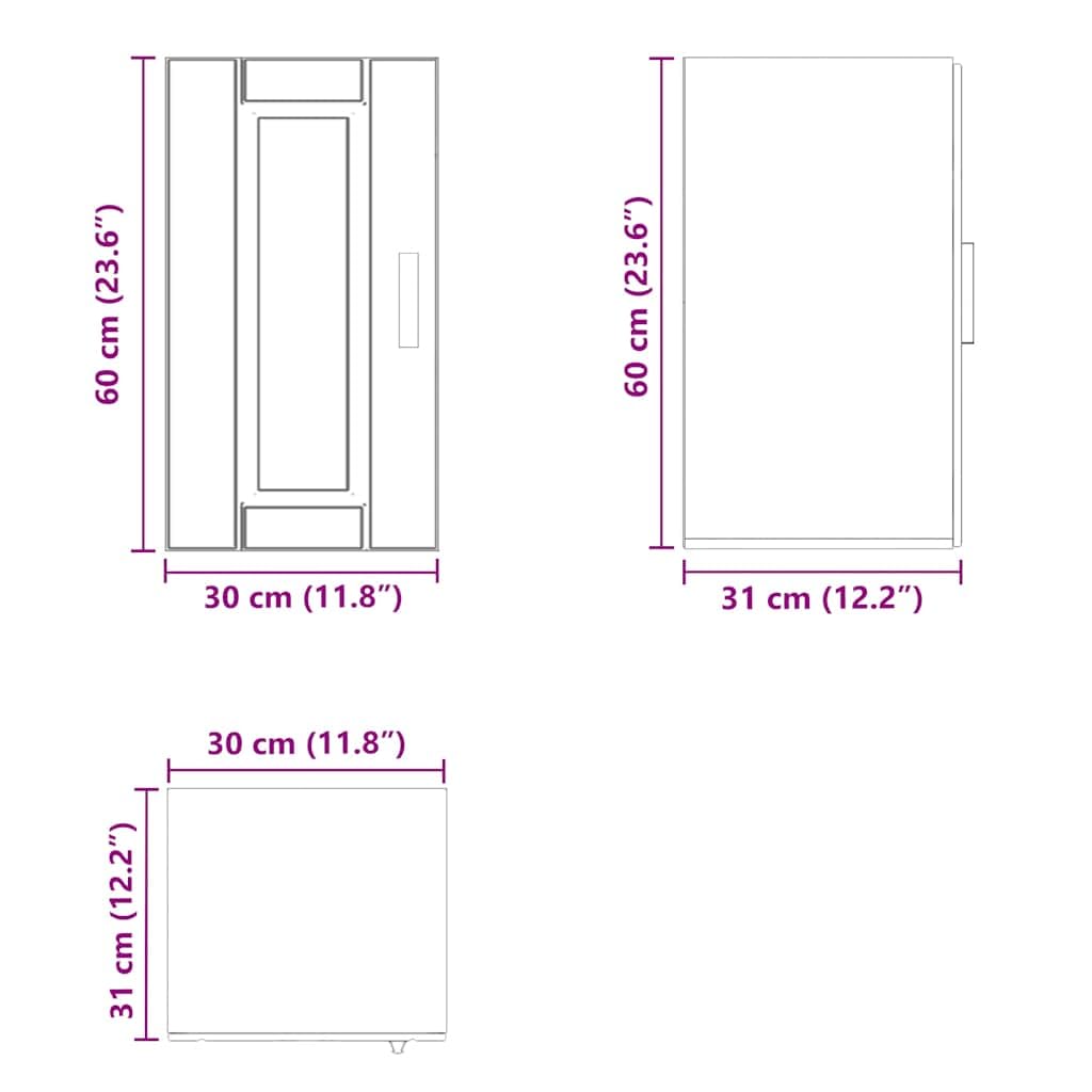 vidaXL Kitchen Wall Cabinet Porto Sonoma Oak Engineered Wood, 30 x 31 x 60 cm - Image 3