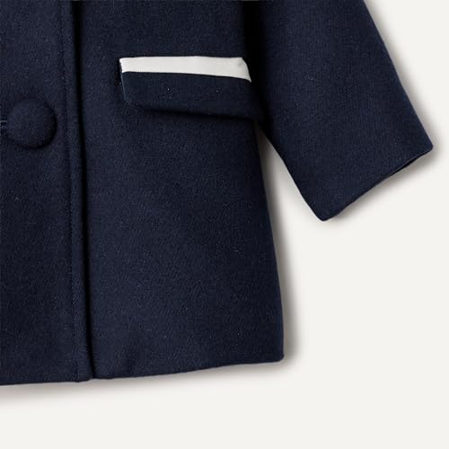 Amazon Essentials x Sofia Grainge Baby Girls' Wool Blend A-Line Dress Coat with Curved Collar, Navy, 18 Months - image 3