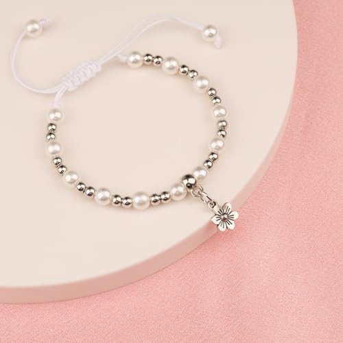 Flower Girl Gift, White Flower Girl Basket Proposal Bracelet for Bridesmaid Wedding Gifts4
