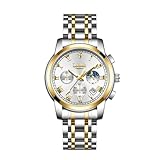 devaco Quartz Business Mens Watches Stainless Steel Waterproof Watches for Men,Night Light Calendar Chronograph Watch for Men