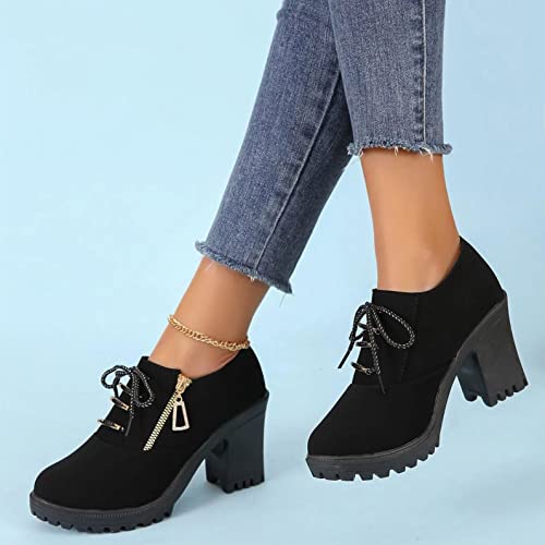 Hbeylia Platform Boots For Women Fashion Chunky High Heels Lug Thick Sole Non Slip Soft Wide Round Toe Lace Up Rhinestones Zip Waterproof Short Boots For Women Bride Wedding Party3