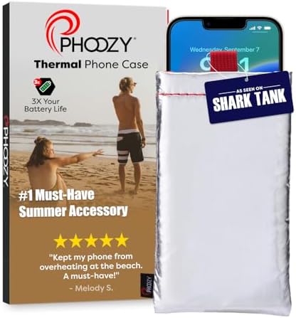 PHOOZY Apollo Thermal Phone Case | Insulated Phone Pouch Extends Battery Life 3X | Heat Resistant Drop Protection | Military Grade Water Resistant | Large | Silver