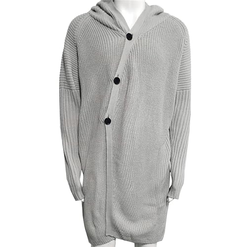 Mens Long Cardigan Sweater Button Down Hooded Knitted Sweater Outwear Drape Cape Long Sleeve Ribbed Knit Overcoat2