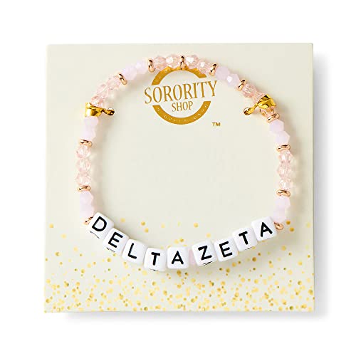Sorority Shop Delta Zeta Bracelet — Glass Bead Bracelet with DZ Name Beads and 18K Gold Accent Beads, Greek Sorority Jewelry for Big Little Sorority Gifts2