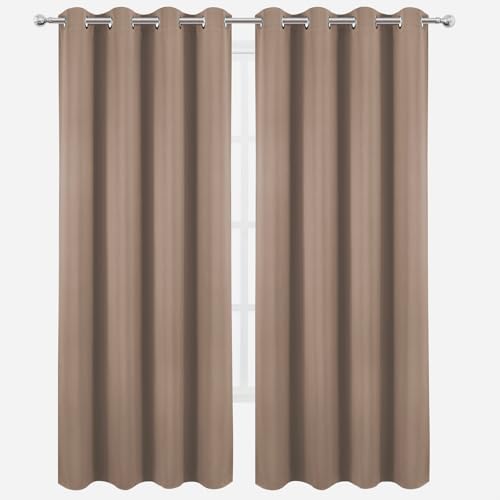 Image of LEMOMO Blackout Curtains 52 x 120 Inch Long Cappuccino Curtains Set of 2 Panels Room Darkening Curtains for Bedroom and Living Room