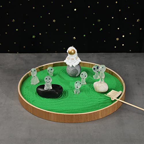 Miniature Zen Garden Kit For Desk, Outer Space Themed Zen Decor Sand Tray With Astronaut Statue And Aliens Figurines, Spaceman Planet Tabletop Ornament Zen Gift Meditation Accessories For Home Office #TOP7