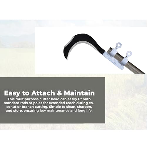 Image of QATHAAL Handmade High Tempered Agricultural Hand Tool with Dual-Side Sharp Cutting Edge | Coconut Plucker | Tree Branch Cutting, Crop Harvesting & Farming Tool & Garden Maintenance