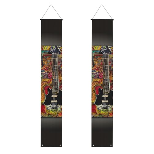 Pancarta de porche con estampado acústico y de guitarra, pancarta al aire libre, decoraciones de Acción de Gracias, para todas las celebraciones