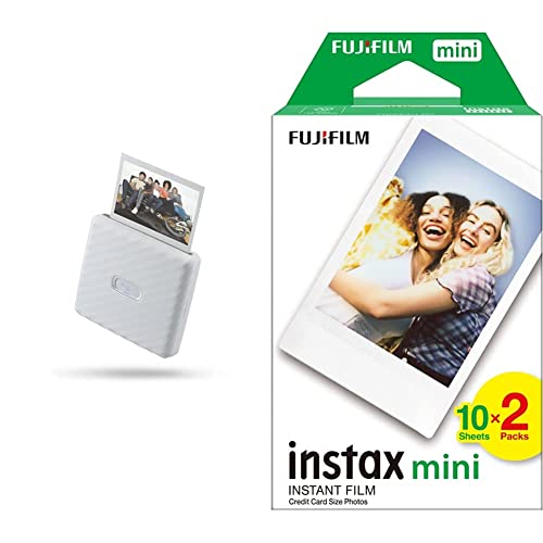 Instax Link Wide impresora para teléfonos blanco ceniza con 20 películas Fujifilm Mini Brillo