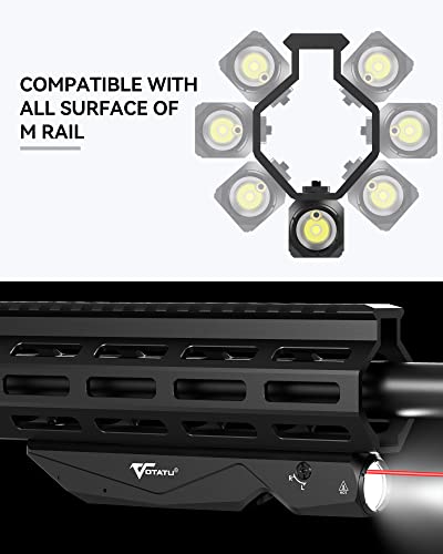 Votatu M9L-R Tactical Flashlight Laser Combo for Rifle Compatible with M-Lok Rail, 1600 Lumens LED Weapon Light and Red Laser Sight with Strobe Function, Magnetic Rechargeable