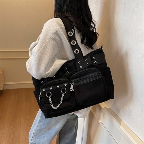 1PC Gothic Purse Punk Goth Messenger Bag with Shoulder Strap Large Capacity Emo Goth Tote Bag with Multi-Pocket for Women..2
