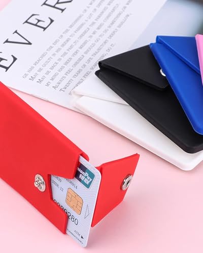 Image of Phone Card Holder Silicone Wallet Stick-on ID Credit Card Pocket for iPhone13 /12 /Samsung /Smartphones (3PC Snap)