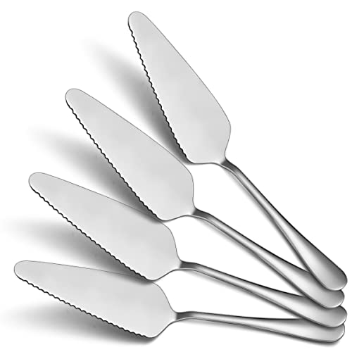 Kyraton Cake Pie Pastry Server Pack of 4, Wedding Cake Knife and Server Set, Stainless Steel Cake Cutter Wedding Cake Cutting Set, Silverware Set. Cake Serving Set (Silver)