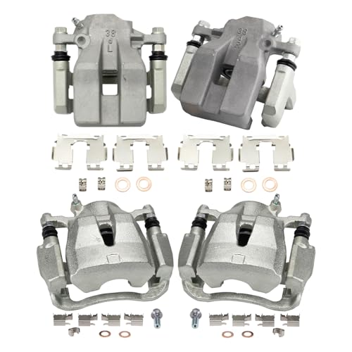 Image of TRQ Front and Rear Brake Caliper Set Caliper Brackets Hardware Compatible with 06-11 Toyota RAV4 V6 3.5L, 09-11 RAV4 L4 2.5L with 3rd Row Seating, 06-08 RAV4 L4 2.4L with 3rd Row Seating
