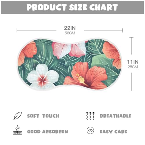Tropical Flowers Muslin Burp Cloths 22x11 Inch - 4-Layer Organic Cotton & TPU Waterproof Lining, Absorbent Baby Bibs for Boys/Girls with Hanging Loop4