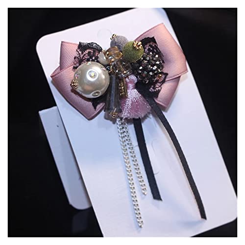 Broche à nœud en tissu et perles coréennes pour chemise
