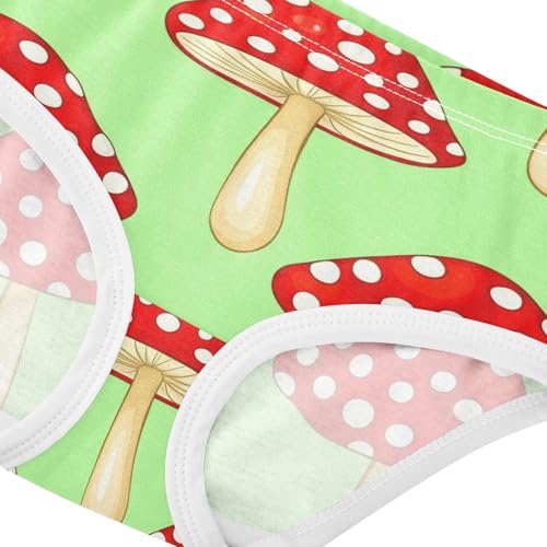 Red Mushrooms Cream Green Cute Panties Girl Toddler Underwear Floral Cotton Bright Kids Briefs Undies 2t4