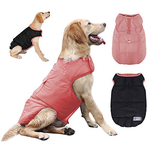 KINGLEAD Manteau pour chien - Veste d'hiver imperméable - Manteau de pluie chaud - En polaire - Pour l'automne et l'hiver - Taille S - Taille XL - Rose Cover