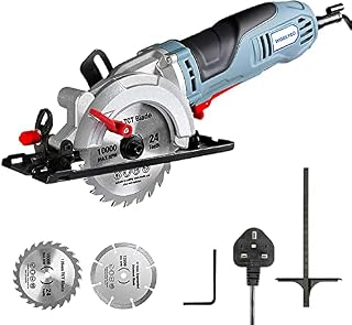 WORKPRO Mini Circular Saw 750W 4700RPM with 120mm TCT Blade and 115mm Diamond Blade, Cutting Depth 45mm (90 °)/28mm (45 °), for Wood, Metal, Tile and Plastic Cutting