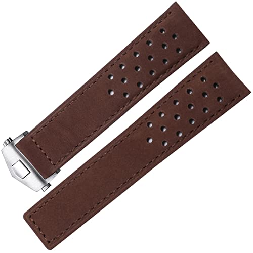 Bracelet de montre en cuir véritable d'Agate 22 mm compatible TAG Heuer luxe