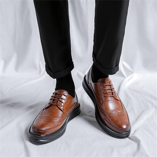 Men's Genuine Leather Wingtip Oxfords Breathable Lace Up Dress Shoes with Anti Slip Rubber Sole Orthopedic Comfort for Business3
