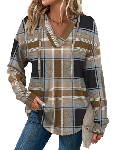 Image of Sampeel Hoodies for Women Trendy Fall Fashion 2025 V Neck Oversized Sweatshirt Plus Size Tops Clothes