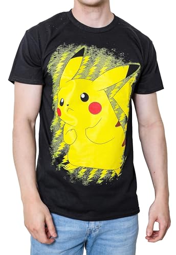 Pokemon Mad Engine Young Men’s Pokémon Pikachu Electric Static Power T-Shirt, Black, 3XL