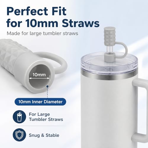 Image of BTYHAOS Straw Covers, Dust Proof Straw Toppers Fit Stanley 30 40oz Tumbler | Reusable Food-Grade Silicone Straw Covers Cap for Most 10mm Reusable Straw