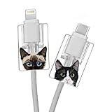 KAHZOR 2 Stück Ladekabel Schutz Mit Katzenmuster, Kabelschutz für Ladekabel, Kabelschutz Anti-Breaking-Zubehör für USB-C Typ-L Kabel, Kabelknickschutz, Niedliche Datenkabelschutz