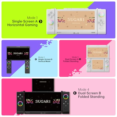 Image of Cutesliving ONEXSUGAR Sugar 1 Dual-Screen Console Portable Tablet PC with Snapdragon G3 Gen 3, Android 14, 6.01-inch & 3.92-inch OLED Displays, Hall Effect Joysticks,16GB RAM, 512GB Storage (White)