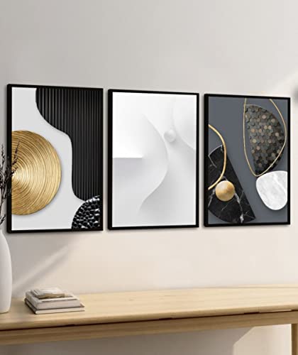 Quadros Decorativos Abstrato Geométrico Moderno Dourado Sala Quarto Hall