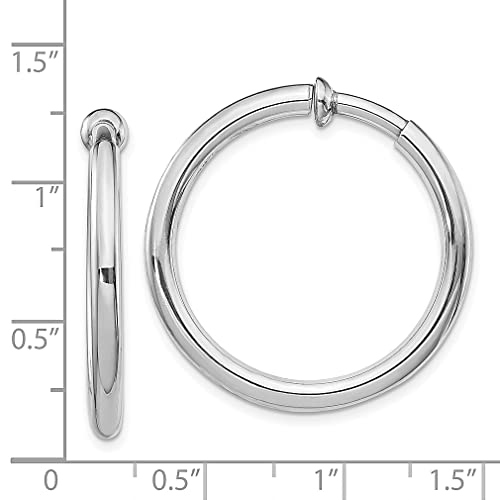 925 Sterling Silver Rh Plated 3X31Mm Non Pierced Round Hoop Earrings Fine Jewelry For Women Gifts For Her #TOP3