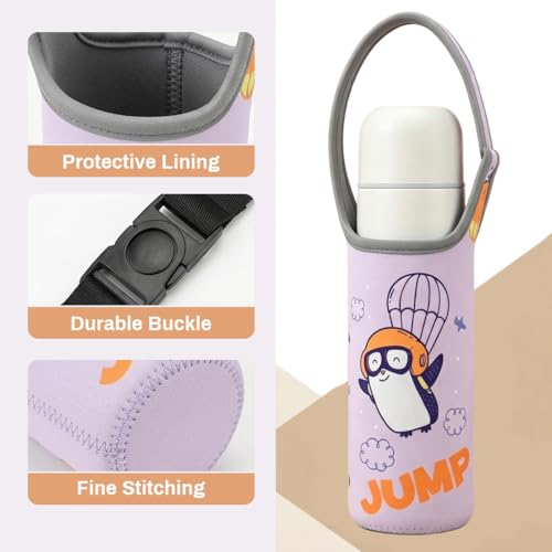 Image of HASTHIP Child Water Bottle Bag with Quick Release Buckle Strap, Neoprene Insulated Water Bottle Holder Carrier Sling Pouch for 300 to 500ml Bottles, School Travel Outdoor Sports and Daily Use