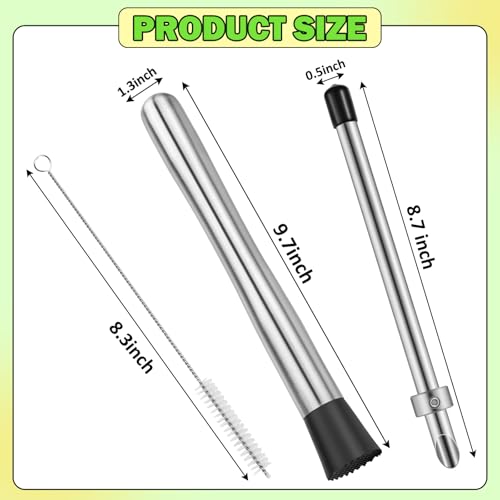 TACGEA 3 Pcs Straw Puncher and Muddler for Plastic Lids Lemonade Cups, Stainless Steel Muddler -Straw Hole Puncher for Drink, Fresh Squeezed Lemonade Stand Supplies — view 2