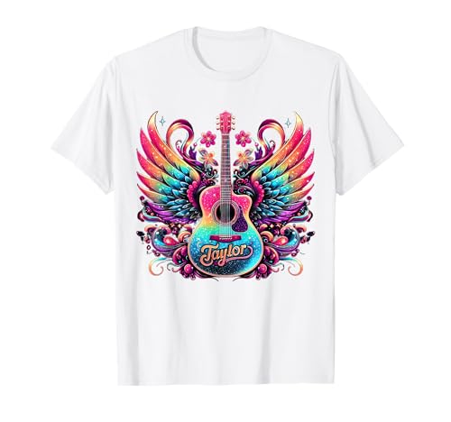 Girl Retro Taylor First Name Personalized Groovy 80's T-Shirt