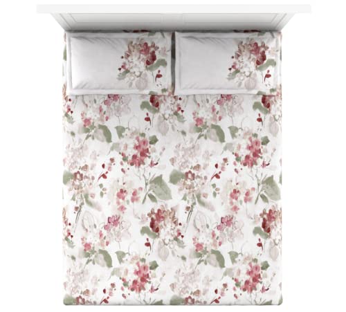 Image of D'Decor Live Beautiful Floral Glow Floral 144 TC Double Bedsheet Set with Two Pillow Covers - Red