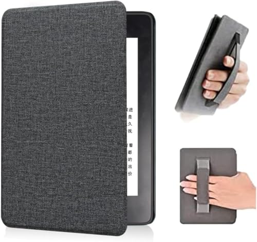 Compatible for Kindle Paperwhite 2024 Case 12th Generation 7 Inch Slim Cover Lightweight Magnetic PU Leather Smart Cover with Auto Sleep/Wake for Paperwhite E-Reader with Hand Strap (Black 7-Inch)