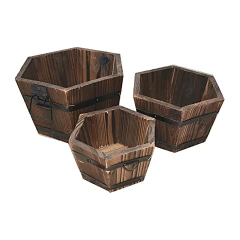 Panonw Wooden Bucket Barrel Garden Planters Cover