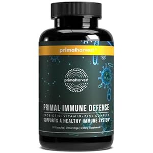 Primal Harvest Primal Immune Defense 10-in-1 Immune Defense Supplement: with 7 Billion CFU Probiotics, Zinc, Vitamins C, B6, D3, K2 – Immune Boosters for Adults 60 Capsules (1 Pack)